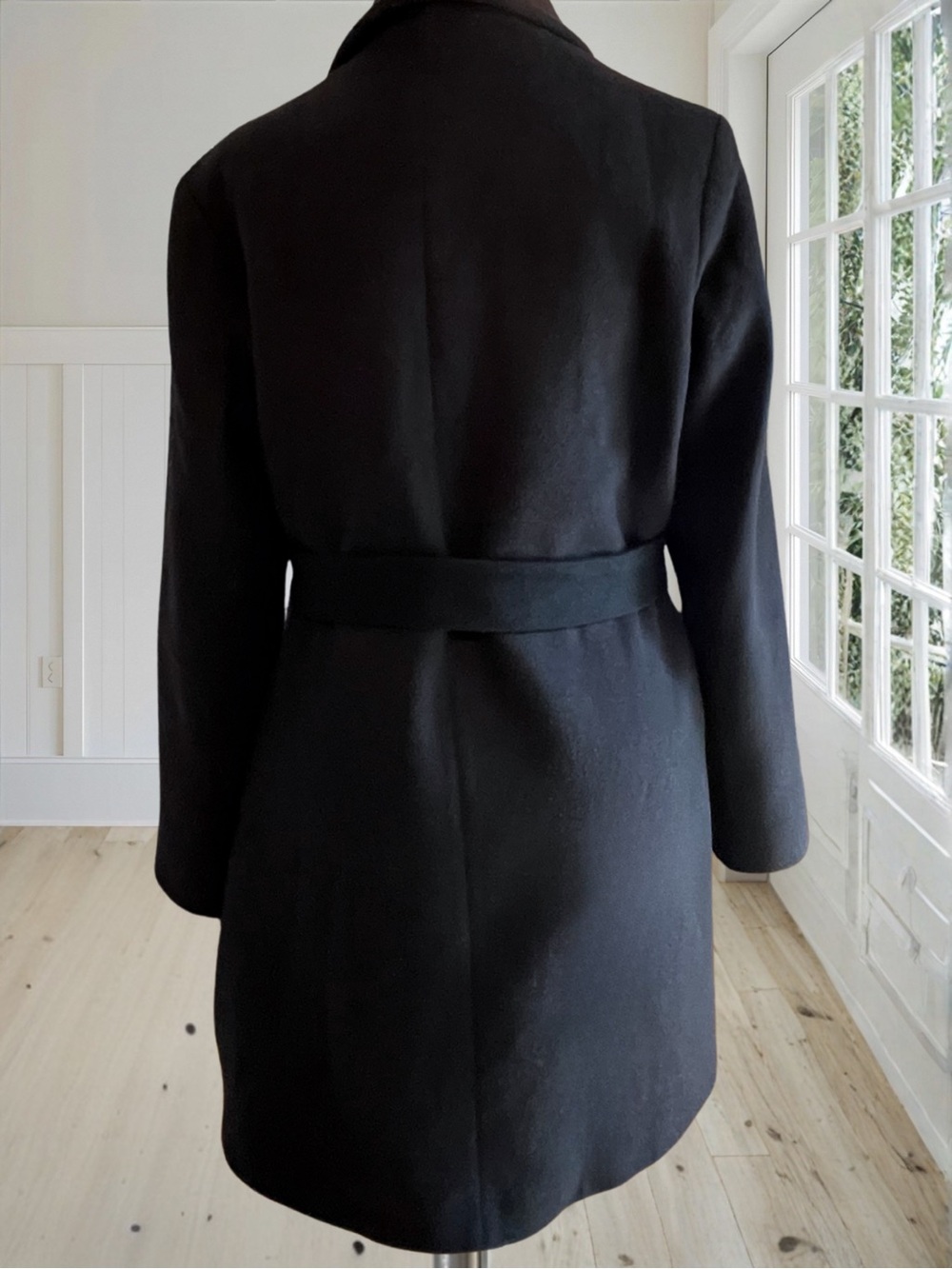 Vintage FLEURETTE Women's Black Wool Cashmere Shawl Collar Wrap Belted Coat Sz 6 - Picture 6 of 17